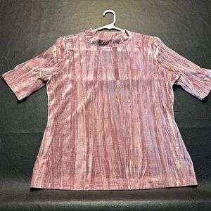 Pilcro Anthropologie Crushed Velvet Mock Neck Top Pink Size Large